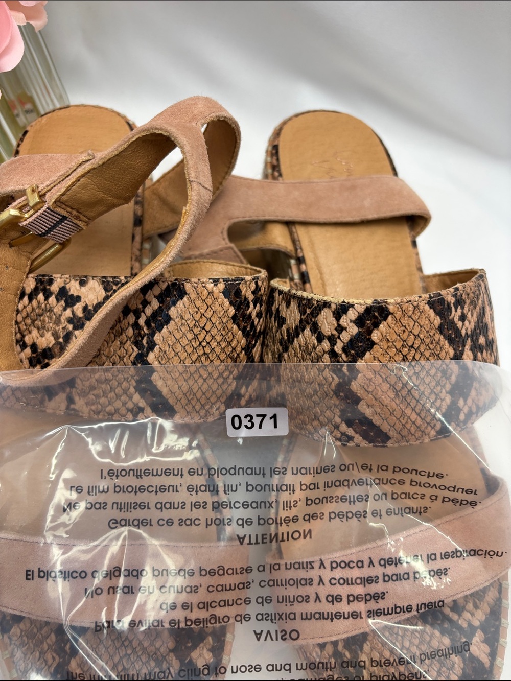Crown Vintage Women’s 9.5 an Snake-Print Espadrille‎ Wedge Sandals #371 - Picture 12 of 12